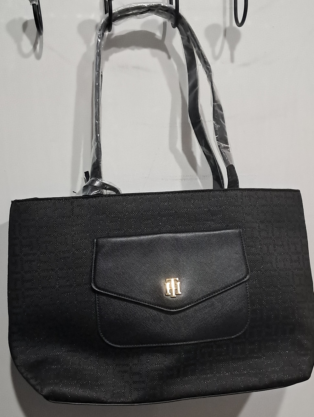 Tommy Hilfiger Black Tote with Gold Logo Detail